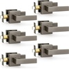 image:imageProbrico 2 Pack Different Keys Door Levers Gold Keyed Differently Square Handles with Lock for Interior Exterior DoorsGunmetal Black