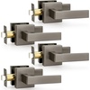 image:imageProbrico 2 Pack Different Keys Door Levers Gold Keyed Differently Square Handles with Lock for Interior Exterior DoorsGunmetal Black