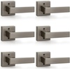 image:imageProbrico 2 Pack Different Keys Door Levers Gold Keyed Differently Square Handles with Lock for Interior Exterior DoorsGunmetal Black