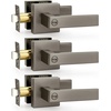 image:imageProbrico 2 Pack Different Keys Door Levers Gold Keyed Differently Square Handles with Lock for Interior Exterior DoorsGunmetal Black