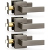 image:imageProbrico 2 Pack Different Keys Door Levers Gold Keyed Differently Square Handles with Lock for Interior Exterior DoorsGunmetal Black