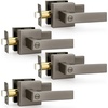image:imageProbrico 2 Pack Different Keys Door Levers Gold Keyed Differently Square Handles with Lock for Interior Exterior DoorsGunmetal Black