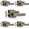 image:imageProbrico 2 Pack Different Keys Door Levers Gold Keyed Differently Square Handles with Lock for Interior Exterior DoorsGunmetal Black