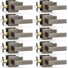 image:imageProbrico 2 Pack Different Keys Door Levers Gold Keyed Differently Square Handles with Lock for Interior Exterior DoorsGunmetal Black