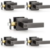 image:imageProbrico 2 Pack Different Keys Door Levers Gold Keyed Differently Square Handles with Lock for Interior Exterior DoorsGunmetal Black