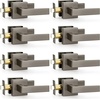 image:imageProbrico 2 Pack Different Keys Door Levers Gold Keyed Differently Square Handles with Lock for Interior Exterior DoorsGunmetal Black