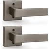 image:imageProbrico 2 Pack Different Keys Door Levers Gold Keyed Differently Square Handles with Lock for Interior Exterior DoorsGunmetal Black