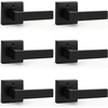 image:imageProbrico 2 Pack Different Keys Door Levers Gold Keyed Differently Square Handles with Lock for Interior Exterior DoorsMatte Black