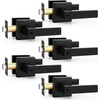 image:imageProbrico 2 Pack Different Keys Door Levers Gold Keyed Differently Square Handles with Lock for Interior Exterior DoorsMatte Black