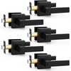 image:imageProbrico 2 Pack Different Keys Door Levers Gold Keyed Differently Square Handles with Lock for Interior Exterior DoorsMatte Black