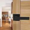 image:imageProbrico 2 Pack Different Keys Door Levers Gold Keyed Differently Square Handles with Lock for Interior Exterior DoorsMatte Black