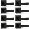 image:imageProbrico 2 Pack Different Keys Door Levers Gold Keyed Differently Square Handles with Lock for Interior Exterior DoorsMatte Black