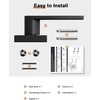 image:imageProbrico 2 Pack Different Keys Door Levers Gold Keyed Differently Square Handles with Lock for Interior Exterior DoorsMatte Black