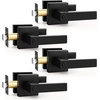 image:imageProbrico 2 Pack Different Keys Door Levers Gold Keyed Differently Square Handles with Lock for Interior Exterior DoorsMatte Black