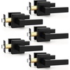 image:imageProbrico 2 Pack Different Keys Door Levers Gold Keyed Differently Square Handles with Lock for Interior Exterior DoorsMatte Black