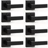 image:imageProbrico 2 Pack Different Keys Door Levers Gold Keyed Differently Square Handles with Lock for Interior Exterior DoorsMatte Black