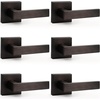 image:imageProbrico 2 Pack Different Keys Door Levers Gold Keyed Differently Square Handles with Lock for Interior Exterior DoorsOil Rubbed Bronze