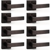 image:imageProbrico 2 Pack Different Keys Door Levers Gold Keyed Differently Square Handles with Lock for Interior Exterior DoorsOil Rubbed Bronze