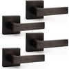 image:imageProbrico 2 Pack Different Keys Door Levers Gold Keyed Differently Square Handles with Lock for Interior Exterior DoorsOil Rubbed Bronze