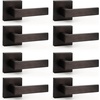 image:imageProbrico 2 Pack Different Keys Door Levers Gold Keyed Differently Square Handles with Lock for Interior Exterior DoorsOil Rubbed Bronze
