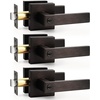 image:imageProbrico 2 Pack Different Keys Door Levers Gold Keyed Differently Square Handles with Lock for Interior Exterior DoorsOil Rubbed Bronze