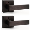 image:imageProbrico 2 Pack Different Keys Door Levers Gold Keyed Differently Square Handles with Lock for Interior Exterior DoorsOil Rubbed Bronze