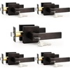 image:imageProbrico 2 Pack Different Keys Door Levers Gold Keyed Differently Square Handles with Lock for Interior Exterior DoorsOil Rubbed Bronze