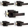 image:imageProbrico 2 Pack Different Keys Door Levers Gold Keyed Differently Square Handles with Lock for Interior Exterior DoorsOil Rubbed Bronze
