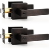 image:imageProbrico 2 Pack Different Keys Door Levers Gold Keyed Differently Square Handles with Lock for Interior Exterior DoorsOil Rubbed Bronze