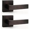 image:imageProbrico 2 Pack Different Keys Door Levers Gold Keyed Differently Square Handles with Lock for Interior Exterior DoorsOil Rubbed Bronze