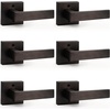 image:imageProbrico 2 Pack Different Keys Door Levers Gold Keyed Differently Square Handles with Lock for Interior Exterior DoorsOil Rubbed Bronze