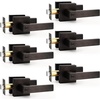 image:imageProbrico 2 Pack Different Keys Door Levers Gold Keyed Differently Square Handles with Lock for Interior Exterior DoorsOil Rubbed Bronze