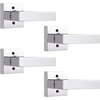 image:imageProbrico 2 Pack Different Keys Door Levers Gold Keyed Differently Square Handles with Lock for Interior Exterior DoorsPolished Chrome