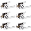 image:imageProbrico 2 Pack Different Keys Door Levers Gold Keyed Differently Square Handles with Lock for Interior Exterior DoorsPolished Chrome
