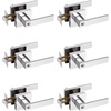 image:imageProbrico 2 Pack Different Keys Door Levers Gold Keyed Differently Square Handles with Lock for Interior Exterior DoorsPolished Chrome