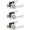 image:imageProbrico 2 Pack Different Keys Door Levers Gold Keyed Differently Square Handles with Lock for Interior Exterior DoorsPolished Chrome