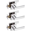 image:imageProbrico 2 Pack Different Keys Door Levers Gold Keyed Differently Square Handles with Lock for Interior Exterior DoorsPolished Chrome