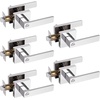 image:imageProbrico 2 Pack Different Keys Door Levers Gold Keyed Differently Square Handles with Lock for Interior Exterior DoorsPolished Chrome