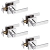 image:imageProbrico 2 Pack Different Keys Door Levers Gold Keyed Differently Square Handles with Lock for Interior Exterior DoorsPolished Chrome