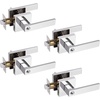 image:imageProbrico 2 Pack Different Keys Door Levers Gold Keyed Differently Square Handles with Lock for Interior Exterior DoorsPolished Chrome