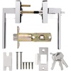 image:imageProbrico 2 Pack Different Keys Door Levers Gold Keyed Differently Square Handles with Lock for Interior Exterior DoorsPolished Chrome