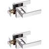 image:imageProbrico 2 Pack Different Keys Door Levers Gold Keyed Differently Square Handles with Lock for Interior Exterior DoorsPolished Chrome