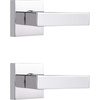 image:imageProbrico 2 Pack Different Keys Door Levers Gold Keyed Differently Square Handles with Lock for Interior Exterior DoorsPolished Chrome