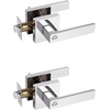 image:imageProbrico 2 Pack Different Keys Door Levers Gold Keyed Differently Square Handles with Lock for Interior Exterior DoorsPolished Chrome