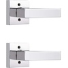 image:imageProbrico 2 Pack Different Keys Door Levers Gold Keyed Differently Square Handles with Lock for Interior Exterior DoorsPolished Chrome
