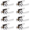 image:imageProbrico 2 Pack Different Keys Door Levers Gold Keyed Differently Square Handles with Lock for Interior Exterior DoorsPolished Chrome