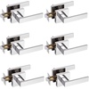 image:imageProbrico 2 Pack Different Keys Door Levers Gold Keyed Differently Square Handles with Lock for Interior Exterior DoorsPolished Chrome
