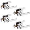 image:imageProbrico 2 Pack Different Keys Door Levers Gold Keyed Differently Square Handles with Lock for Interior Exterior DoorsPolished Chrome