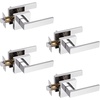 image:imageProbrico 2 Pack Different Keys Door Levers Gold Keyed Differently Square Handles with Lock for Interior Exterior DoorsPolished Chrome