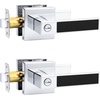 image:imageProbrico 2 Pack Different Keys Door Levers Gold Keyed Differently Square Handles with Lock for Interior Exterior DoorsPolished ChromeBlack